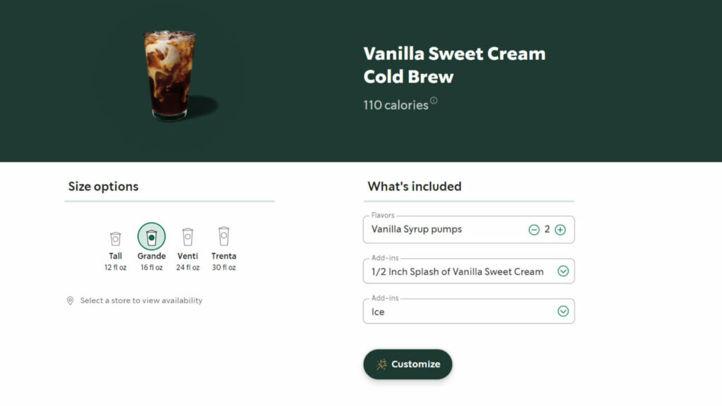 바닐라 스윗 크림 콜드 브루 Vanilla Sweet Cream Cold Brew