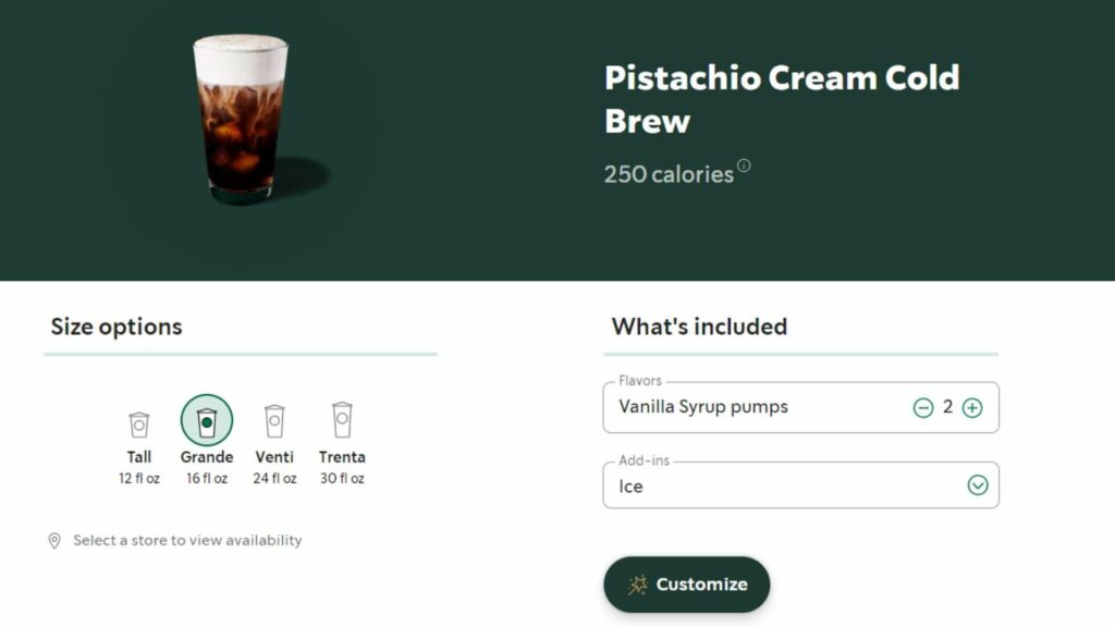 피스타치오 크림 콜드 브루 Pistachio Cream Cold Brew